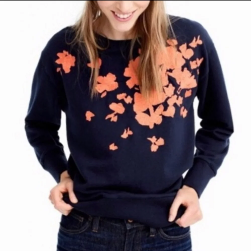 J. Crew Black Label Embroidered Sweatshirt Sz XS